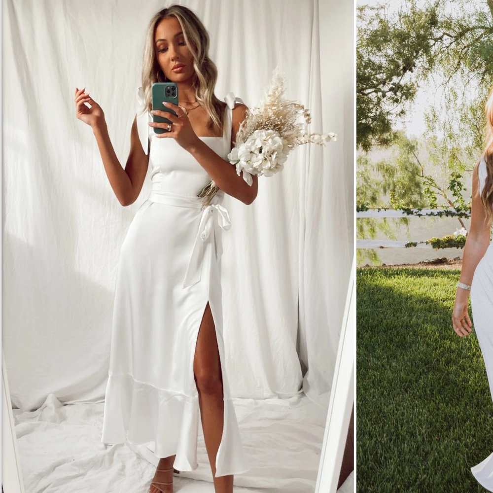 Show Me Your Mumu Garden Midi Dress ~ Ivory Luxe Satin in Size M